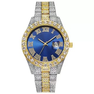Cross-Border Hot-Selling Men's Watches Wholesale Steel Band Calendar Roman Diamond- 2