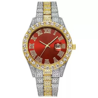 Cross-Border Hot-Selling Men's Watches Wholesale Steel Band Calendar Roman Diamond- 3