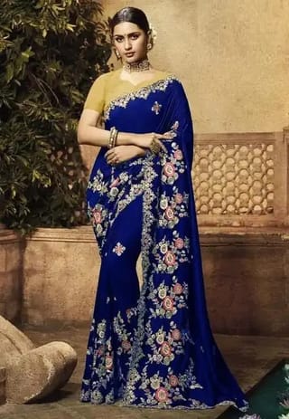 ইন্ডিয়ান জর্জেট শাড়ি ব্লাউজ পিস সহ 1