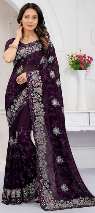 ইন্ডিয়ান জর্জেট শাড়ি ব্লাউজ পিস সহ 5