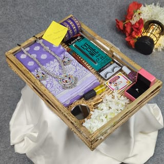 Premium Silk Katan Saree Combo Set - Lavender 2