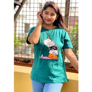 DTF Printed ladies T shirt | Half Sleeve Plain | Regular Fit Ladies T Shirt for Women & Girls | 5