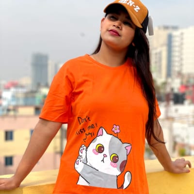 DTF Printed ladies T shirt | Half Sleeve Plain | Regular Fit Ladies T Shirt for Women & Girls |