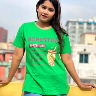 DTF Printed ladies T shirt | Half Sleeve Plain | Regular Fit Ladies T Shirt for Women & Girls | 4