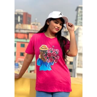 DTF Printed ladies T shirt | Half Sleeve Plain | Regular Fit Ladies T Shirt for Women & Girls | 5