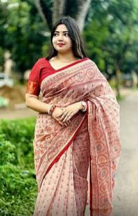 Half Silk Screen Print Saree