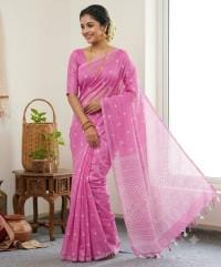 Half Silk Screen Print Saree 2