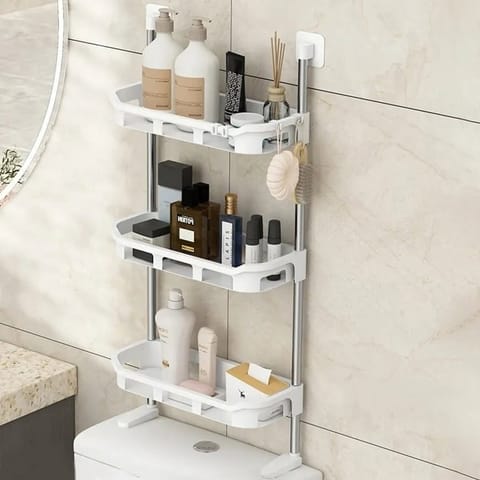 3 Layer Toilet Tank Top Organizer (Off White)