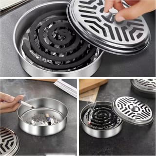 Stainless Steel Mosquito Coil Holder with Lid 2