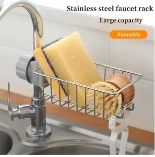 Stainless Steel Faucet Rack Kitchen Sink Caddy – Silver 1