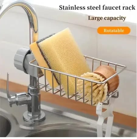 Stainless Steel Faucet Rack Kitchen Sink Caddy – Silver