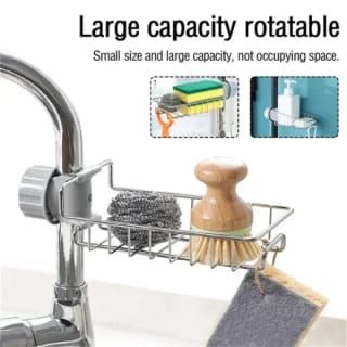 Stainless Steel Faucet Rack Kitchen Sink Caddy – Silver 3