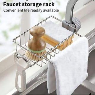 Stainless Steel Faucet Rack Kitchen Sink Caddy – Silver 2