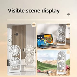 Double-Head High Wind Air Circulation Desktop Fan Portable Double-Layer Cooling Fan 4