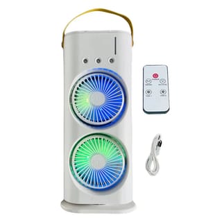 Double-Headed Air Cooler Mist Fan 3 Speeds Rechargeable Desk Air Cooler Night Light with Remote 4