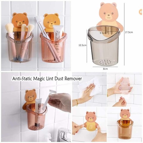 Wall Adhesive Cute Panda, Bear Brush Holder