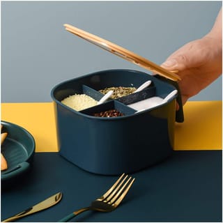 4 Grid Masala Box With Spoon 2
