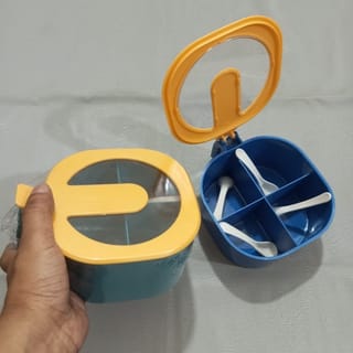 4 Grid Masala Box With Spoon 4