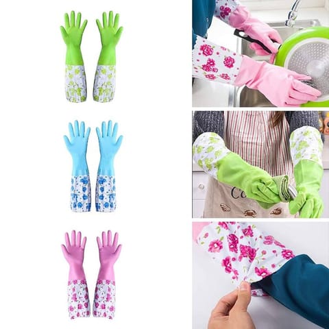 Silicone Long Kitchen Dishwashing Hand Gloves
