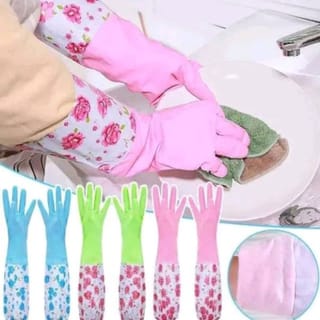 Silicone Long Kitchen Dishwashing Hand Gloves 4