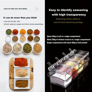 4 Grid Airtight Spice Storage Box with Spoon 2