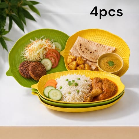 Premium Leaf Shape Salad & Snack Plate Set (4 Pcs)