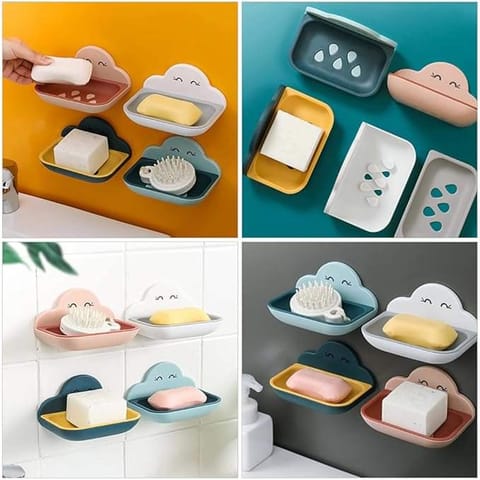 Wall Adhesive Soap Holder with Drain Tray
