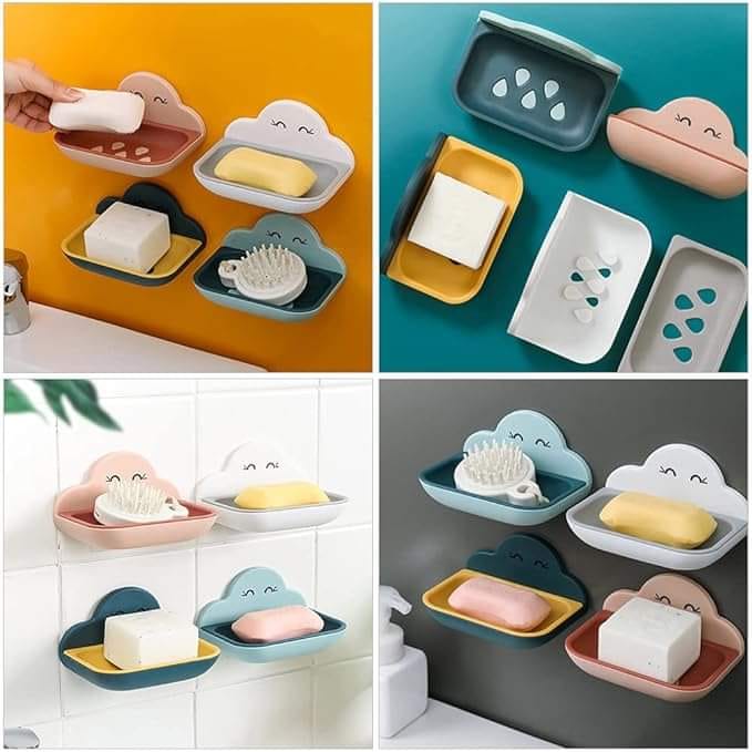 Wall Adhesive Soap Holder with Drain Tray