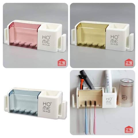 Wall Mounted Toothbrush & Bathroom Organizer