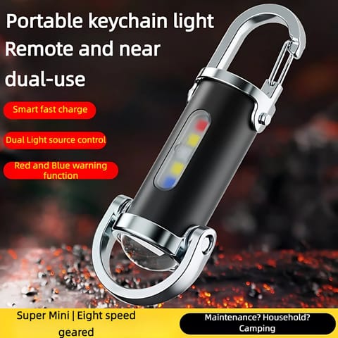 7 Modes High Power LED + COB Keychain Flashlight (Type-C Rechargeable)
