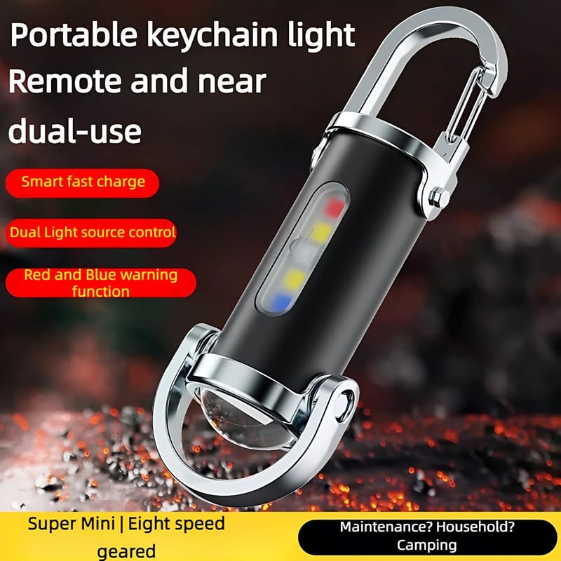 7 Modes High Power LED + COB Keychain Flashlight (Type-C Rechargeable)