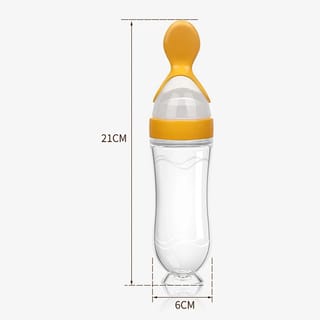 Silicone Baby Squeeze Feeding Bottle with Spoon 4