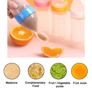 Silicone Baby Squeeze Feeding Bottle with Spoon 2