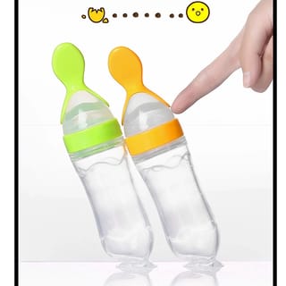 Silicone Baby Squeeze Feeding Bottle with Spoon 5