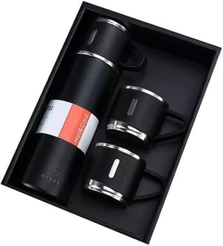 Stainless Steel Vacuum Flask Set with 3 Steel Cups 3