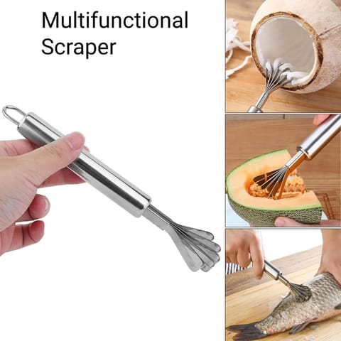 Stainless Steel Multifunctional Fish Scaler & Coconut Scraper