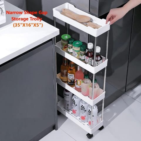 Narrow Type Multi Purpose Gap Storage Trolly Rack Multifunctional Movable Gap Storage Cart