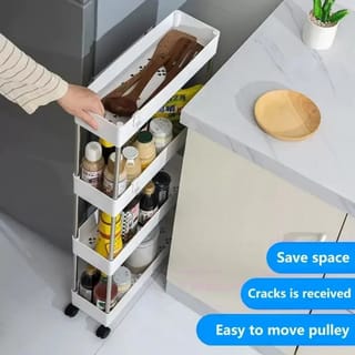 Narrow Type Multi Purpose Gap Storage Trolly Rack Multifunctional Movable Gap Storage Cart 3
