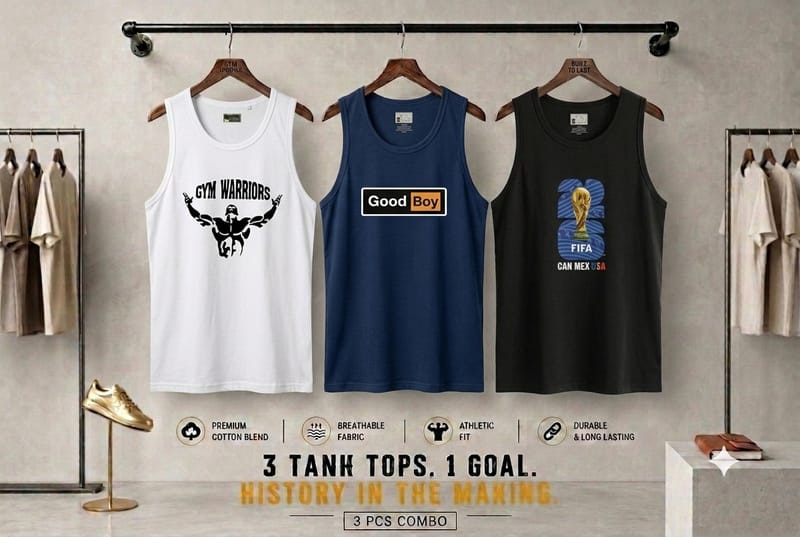 3 Pcs Premium Cotton Tank Top Combo