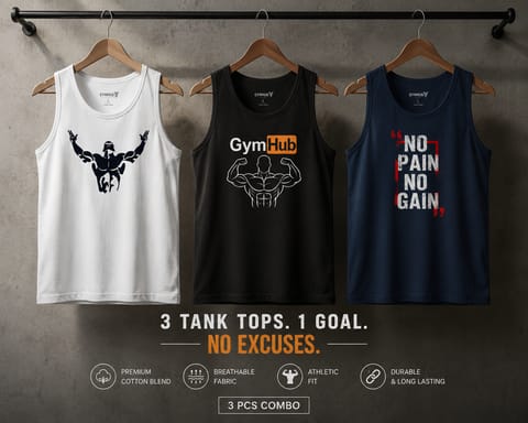 3 Pcs Premium Cotton Tank Top Combo