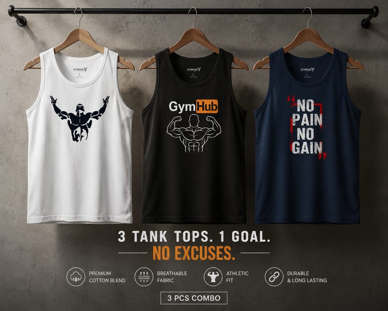 3 Pcs Premium Cotton Tank Top Combo