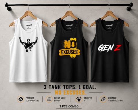 3 Pcs Premium Cotton Tank Top Combo