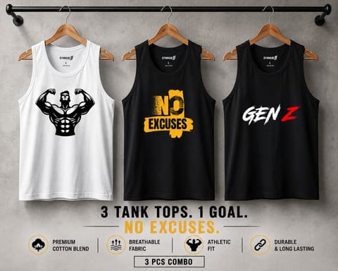 3 Pcs Premium Cotton Tank Top Combo