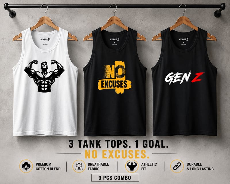 3 Pcs Premium Cotton Tank Top Combo