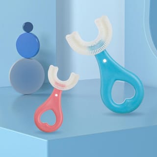Children Toothbrush U-Shape Baby Toothbrush With Handle Silicone Oral Care Cleaning Brush For Kids Supplies 2