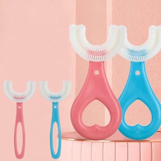Children Toothbrush U-Shape Baby Toothbrush With Handle Silicone Oral Care Cleaning Brush For Kids Supplies 3