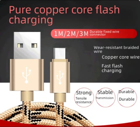 Premium USB to Type-C Fast Charging Data Cable 1M – 2A High-Speed Braided Charging & Data Sync Cable