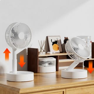 Rechargeable Foldable Table Fan – AC/DC Portable USB Rechargeable Folding Fan | 3 Speed | LED Light | Long Backup 1