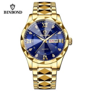 BINBOND 2521 Luxury Brand Luminous Quartz Watch For Men (golden blue) 2