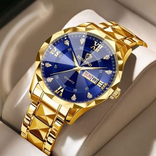 BINBOND 2521 Luxury Brand Luminous Quartz Watch For Men (golden blue) 3
